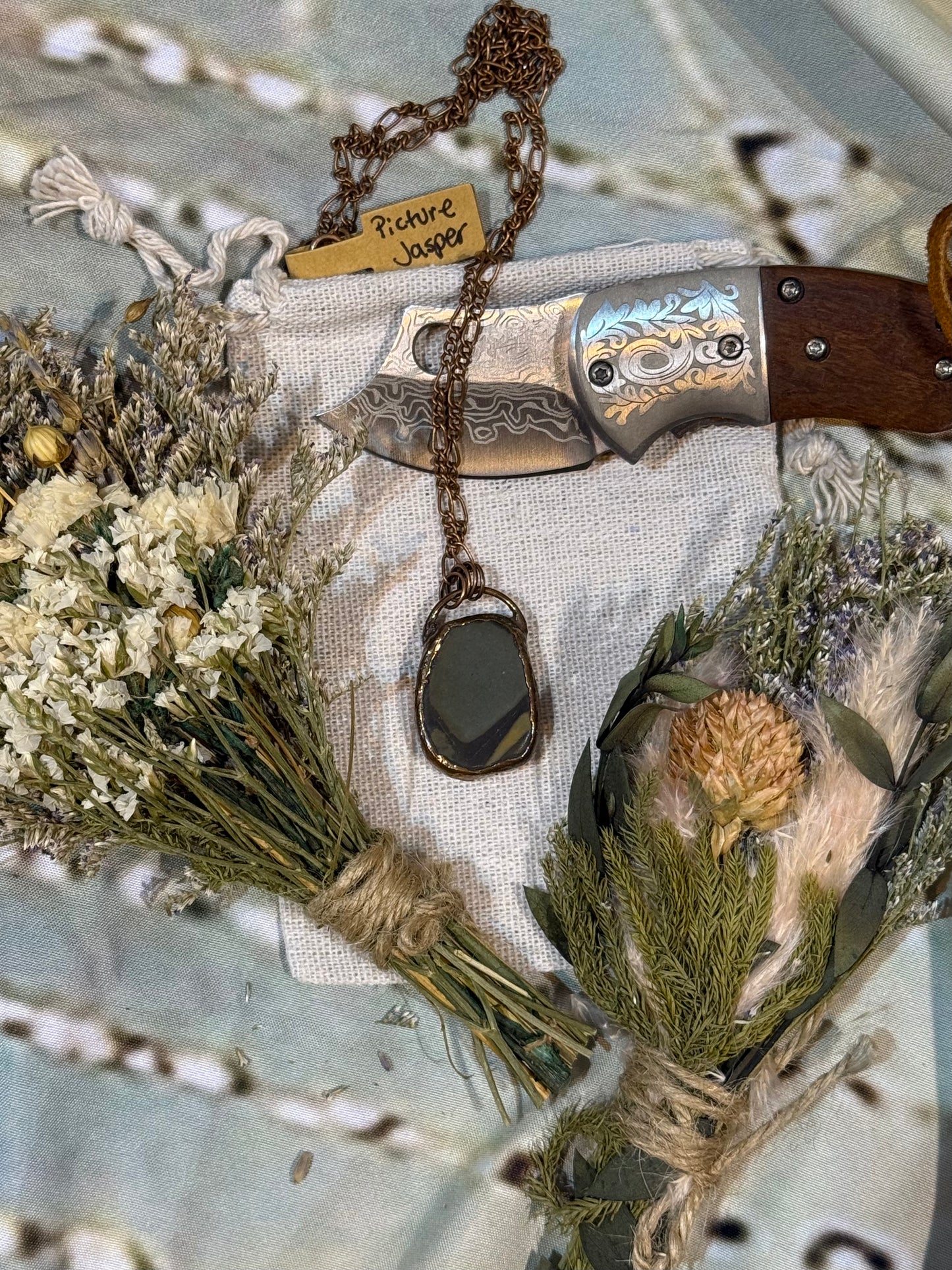 Electroformed Copper Picture Jasper Necklace