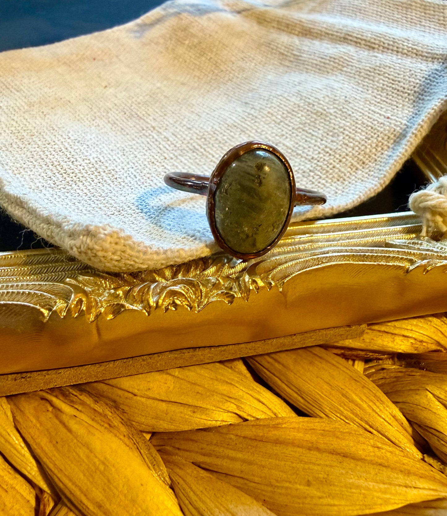 Labradorite and Copper Size 12 Ring