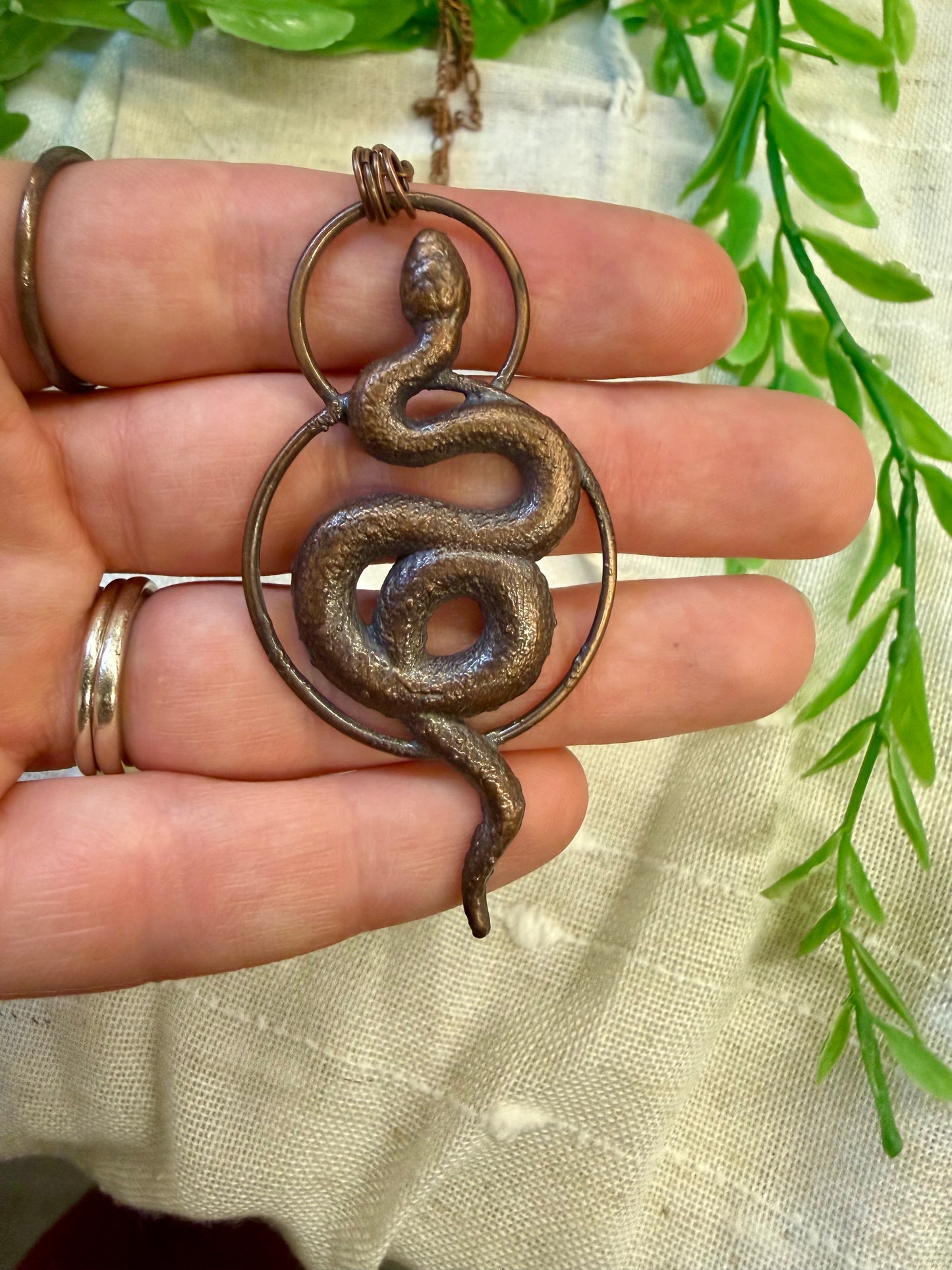 Electroformed Copper Snake Necklace