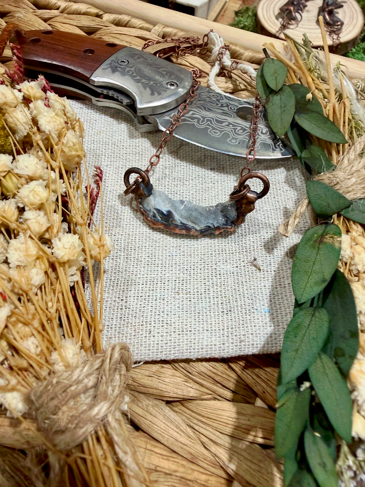 Electroformed Copper Geode Necklace
