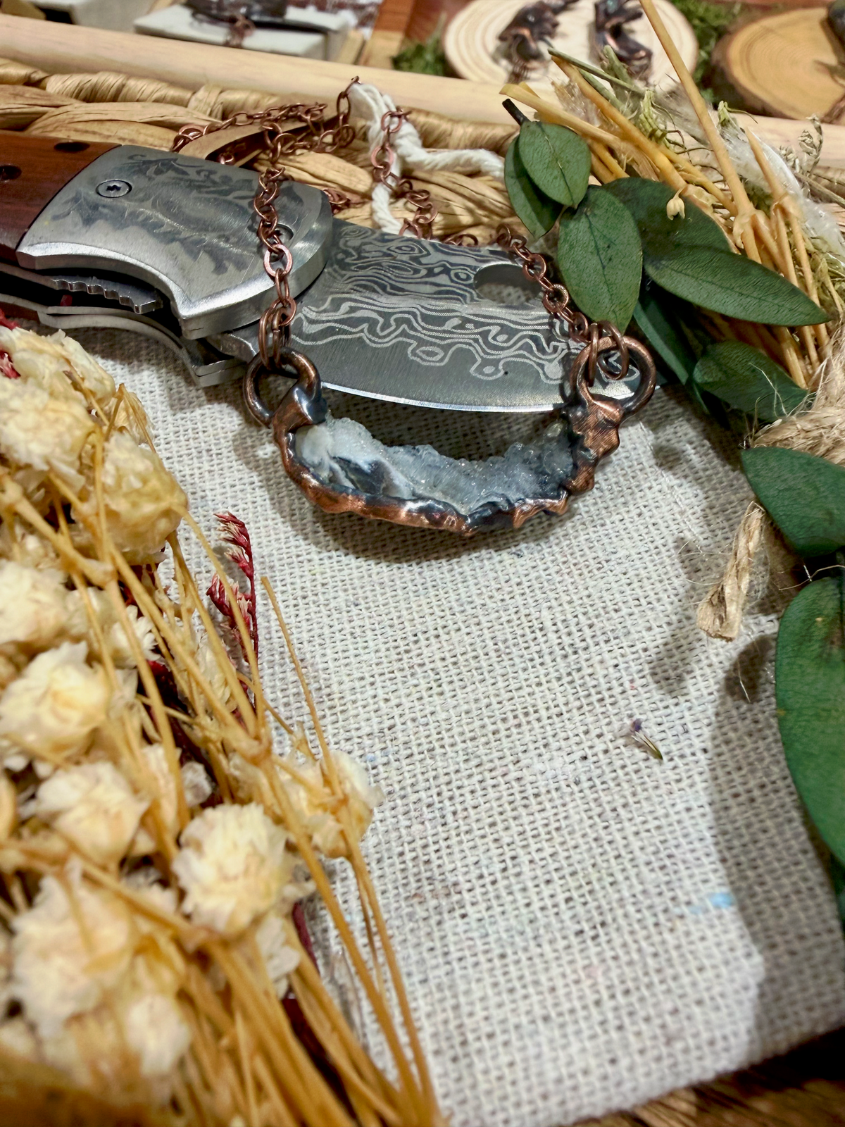 Electroformed Copper Geode Necklace
