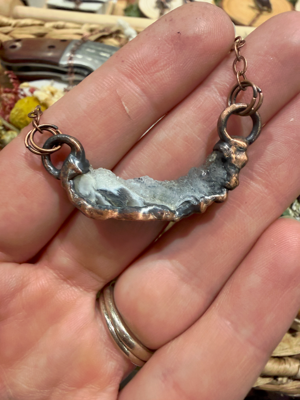Electroformed Copper Geode Necklace