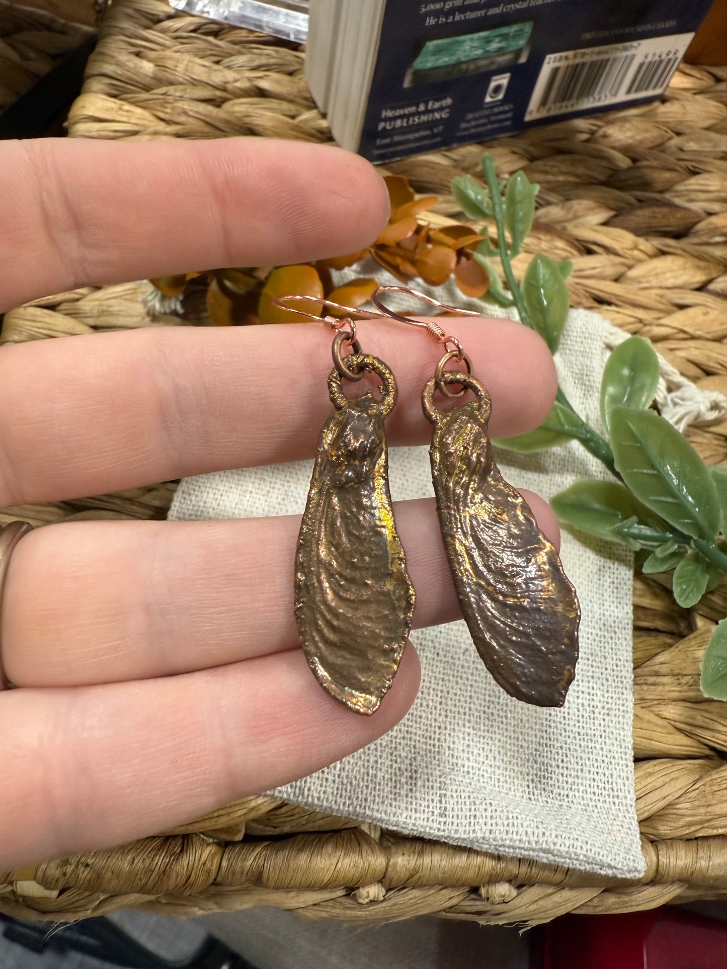 Electroformed Copper Maple Seed Earrings