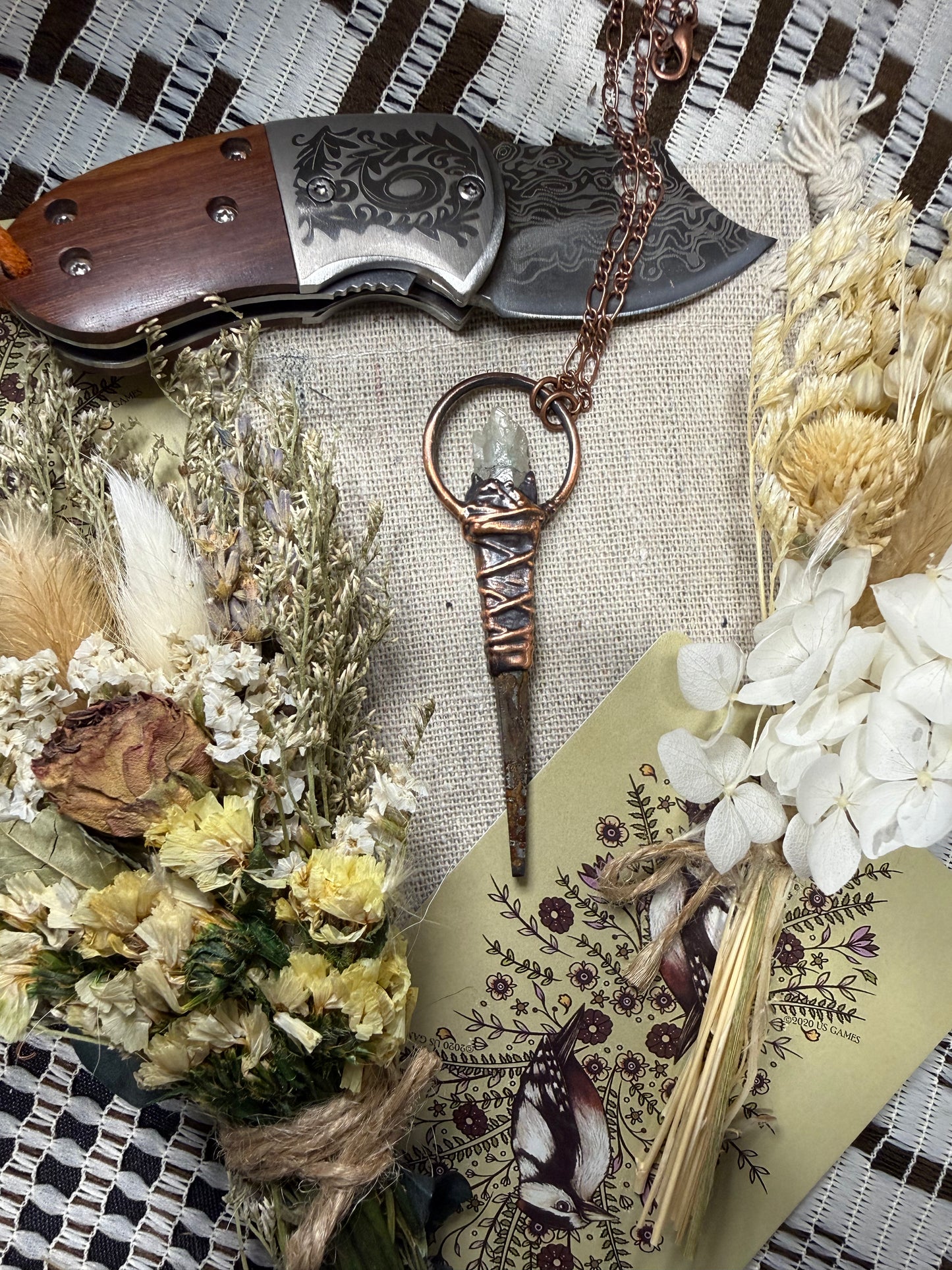 Coffin Nail Amulet with Fuschite Quartz
