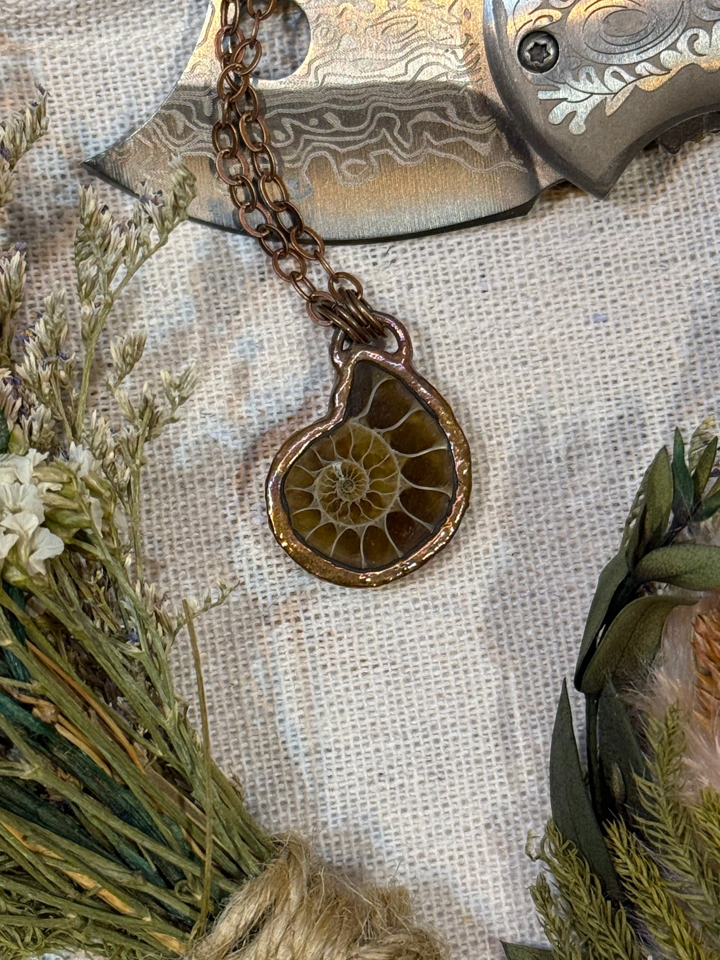Electroformed Copper Ammonite Necklace