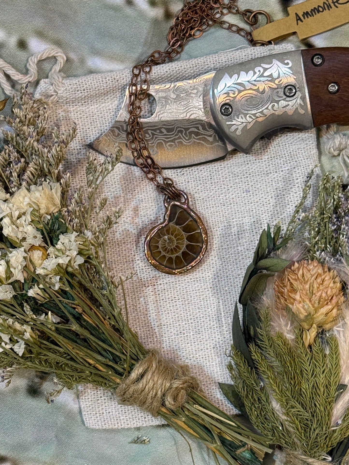 Electroformed Copper Ammonite Necklace