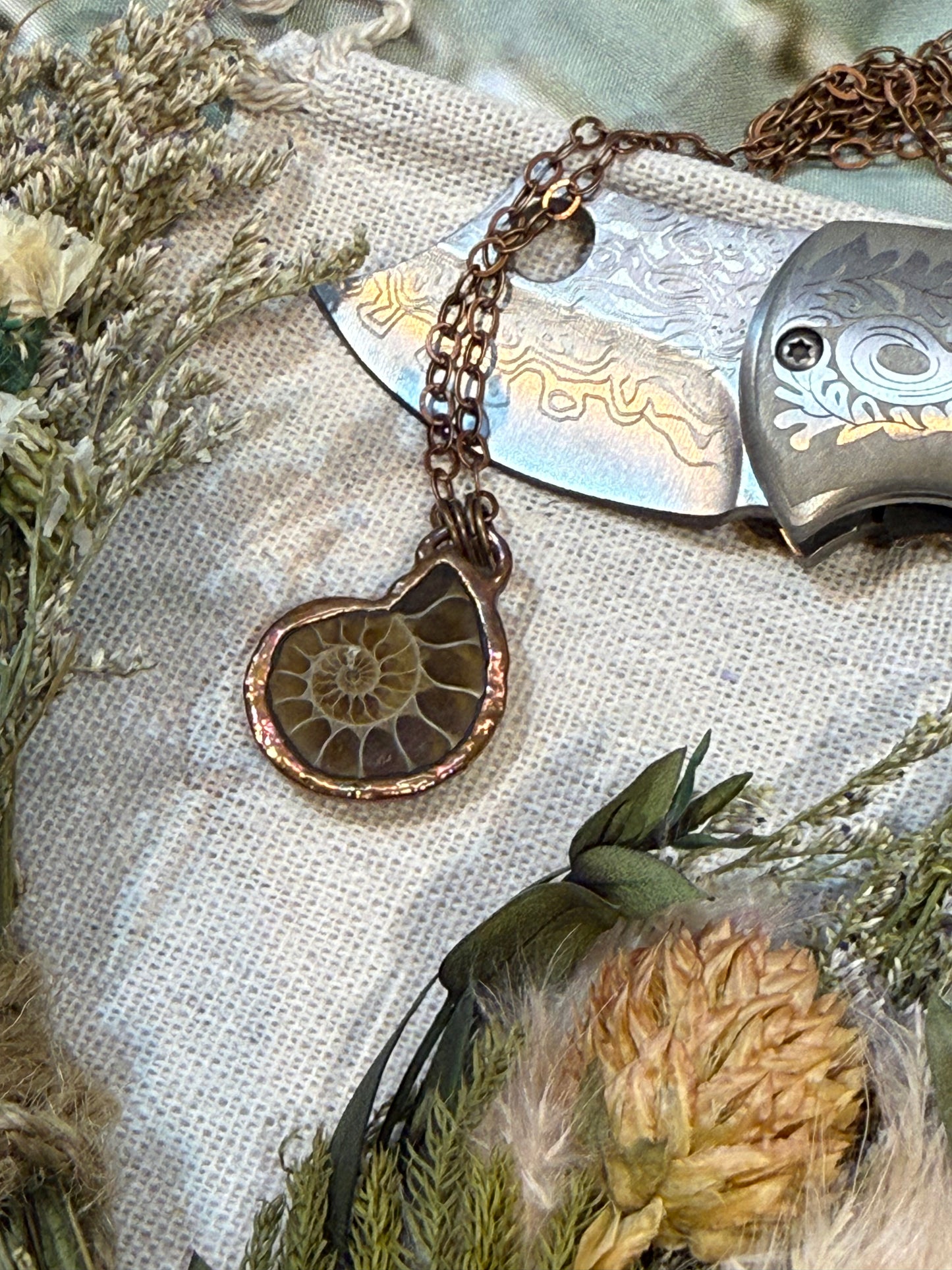 Electroformed Copper Ammonite Necklace