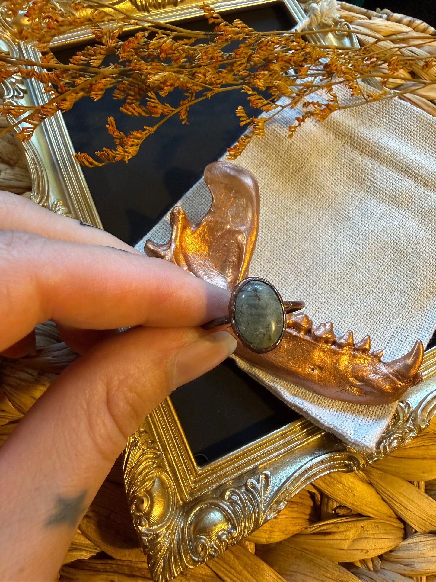 Labradorite and Copper Size 12 Ring