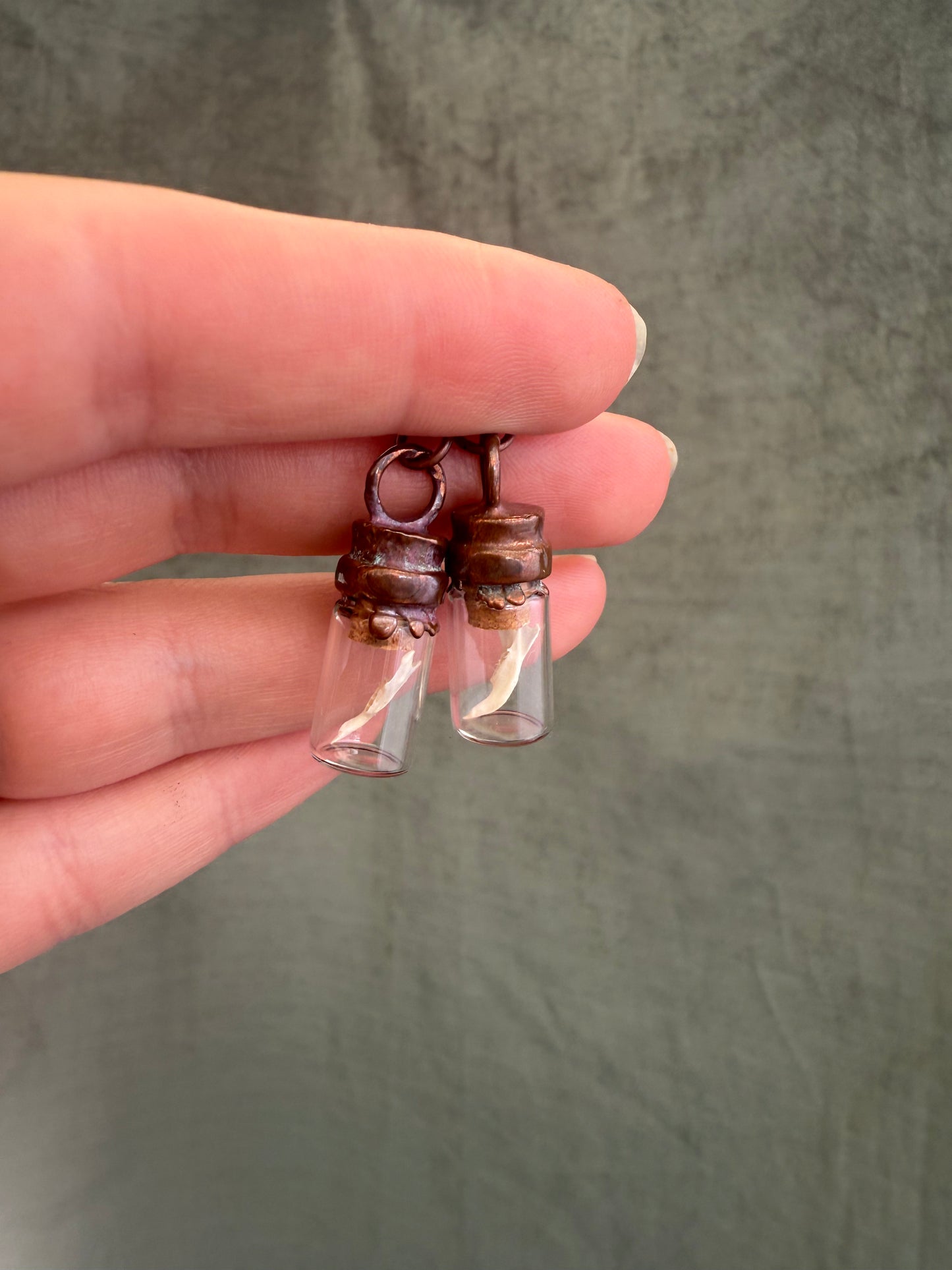 Electroformed Copper Tiny Jaw Bone Earrings