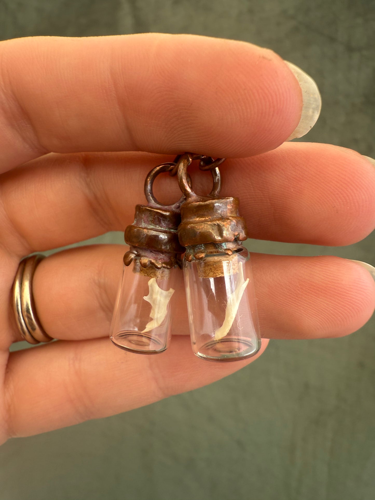 Electroformed Copper Tiny Jaw Bone Earrings