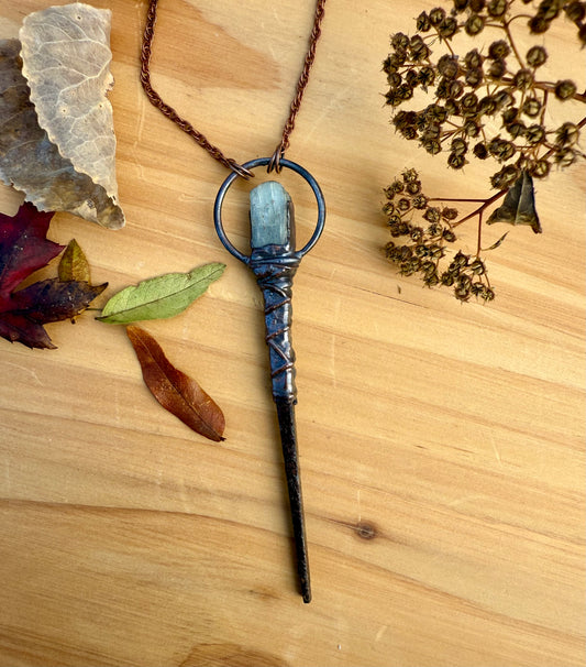 Coffin Nail Amulet with Blue Kyanite
