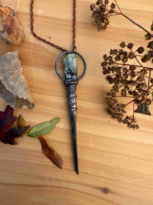 Coffin Nail Amulet with Green Kyanite