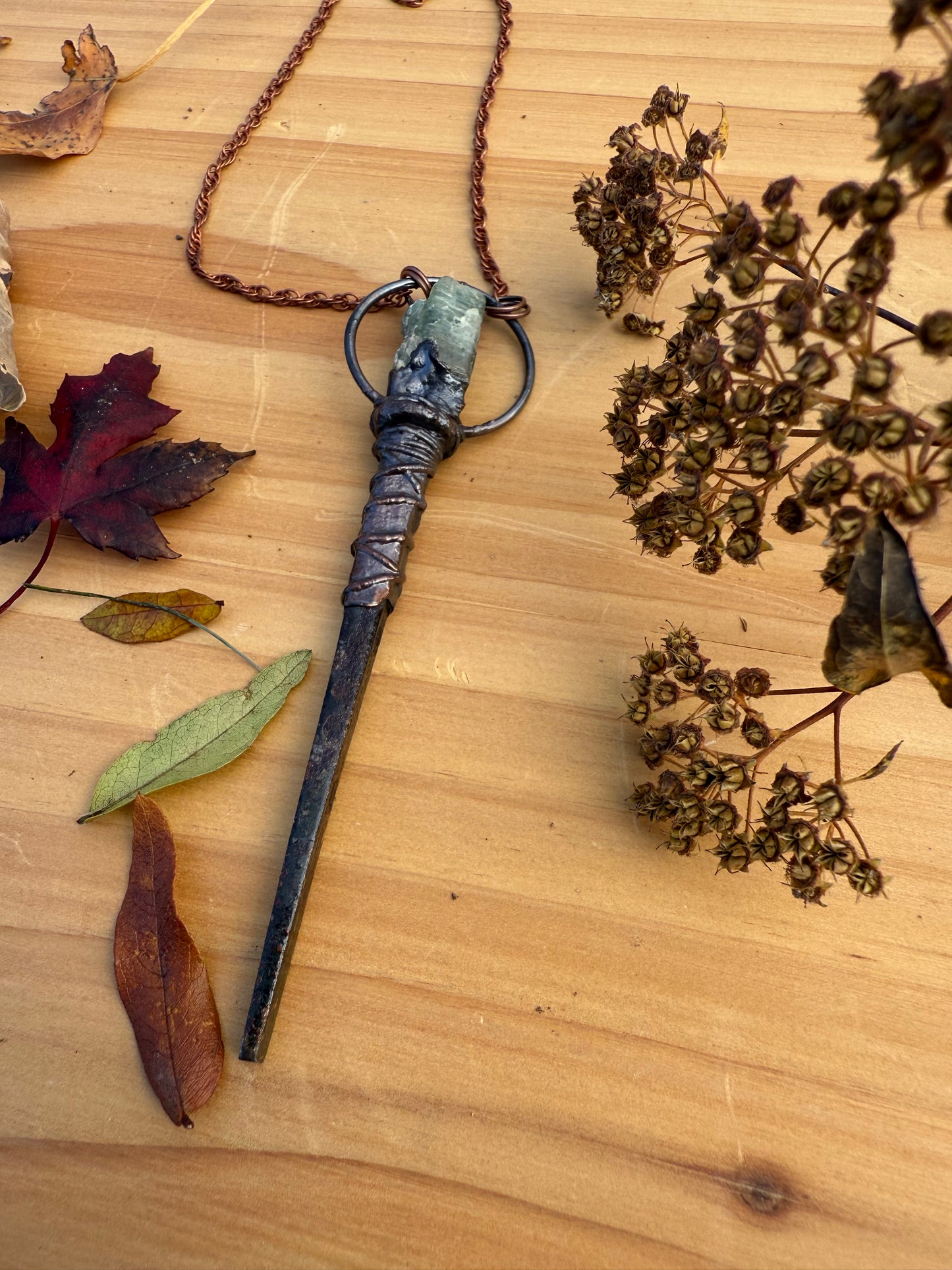 Coffin Nail Amulet with Green Kyanite
