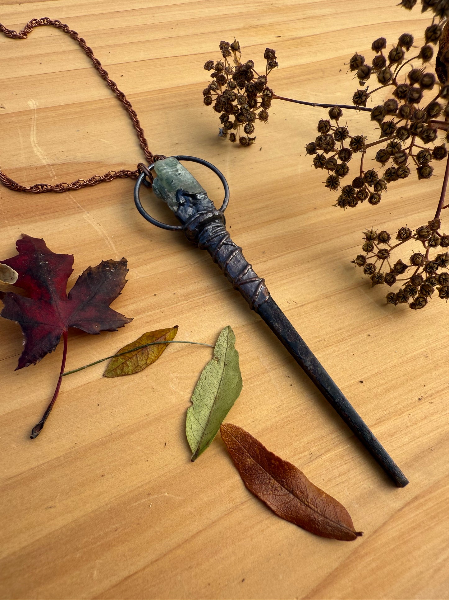 Coffin Nail Amulet with Green Kyanite