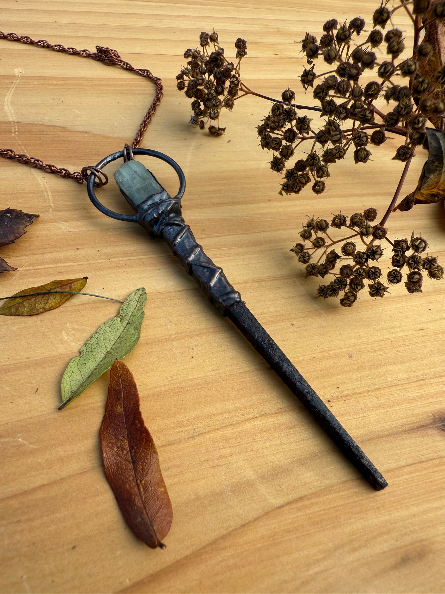 Coffin Nail Amulet with Blue Kyanite