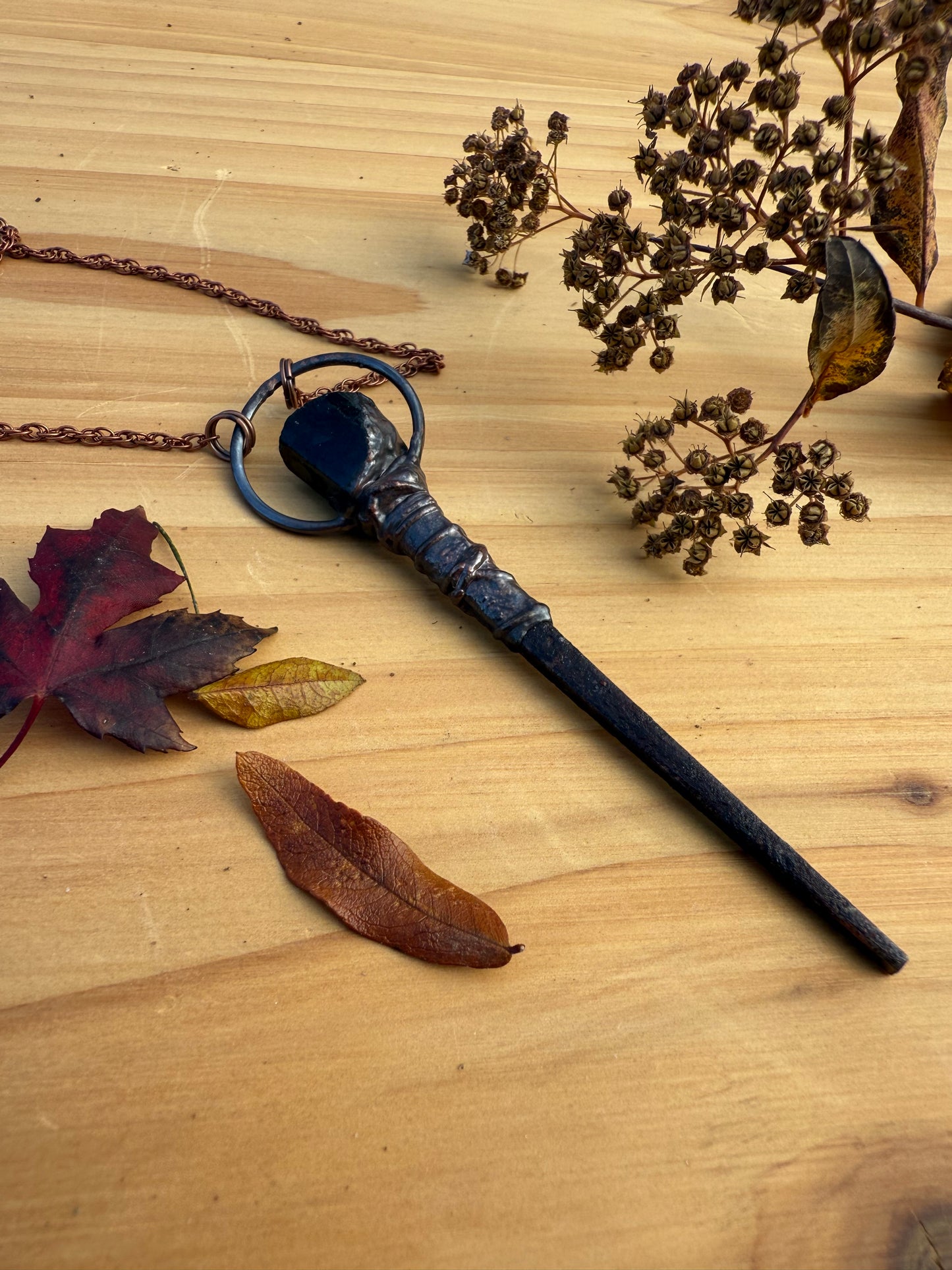 Coffin Nail Amulet with Black Tourmaline Tower
