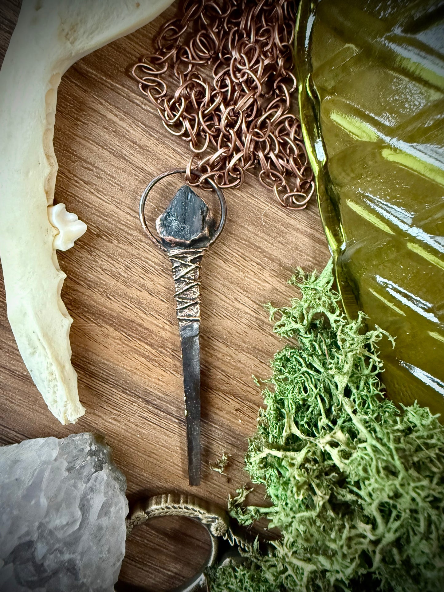 Coffin Nail Amulet with Black Tourmaline