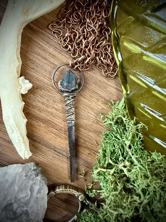 Coffin Nail Amulet with Black Tourmaline