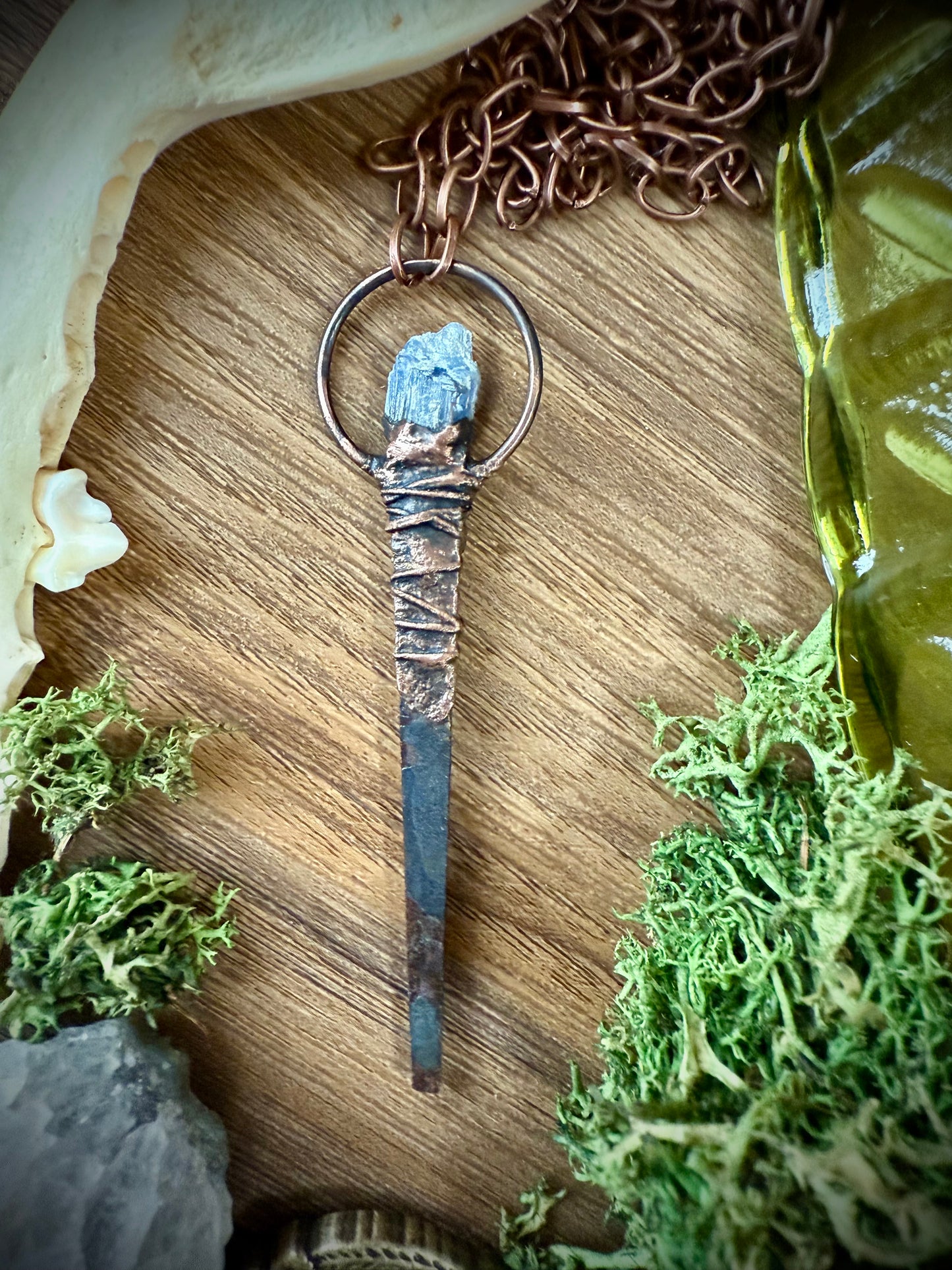 Coffin Nail Amulet with Blue Kyanite