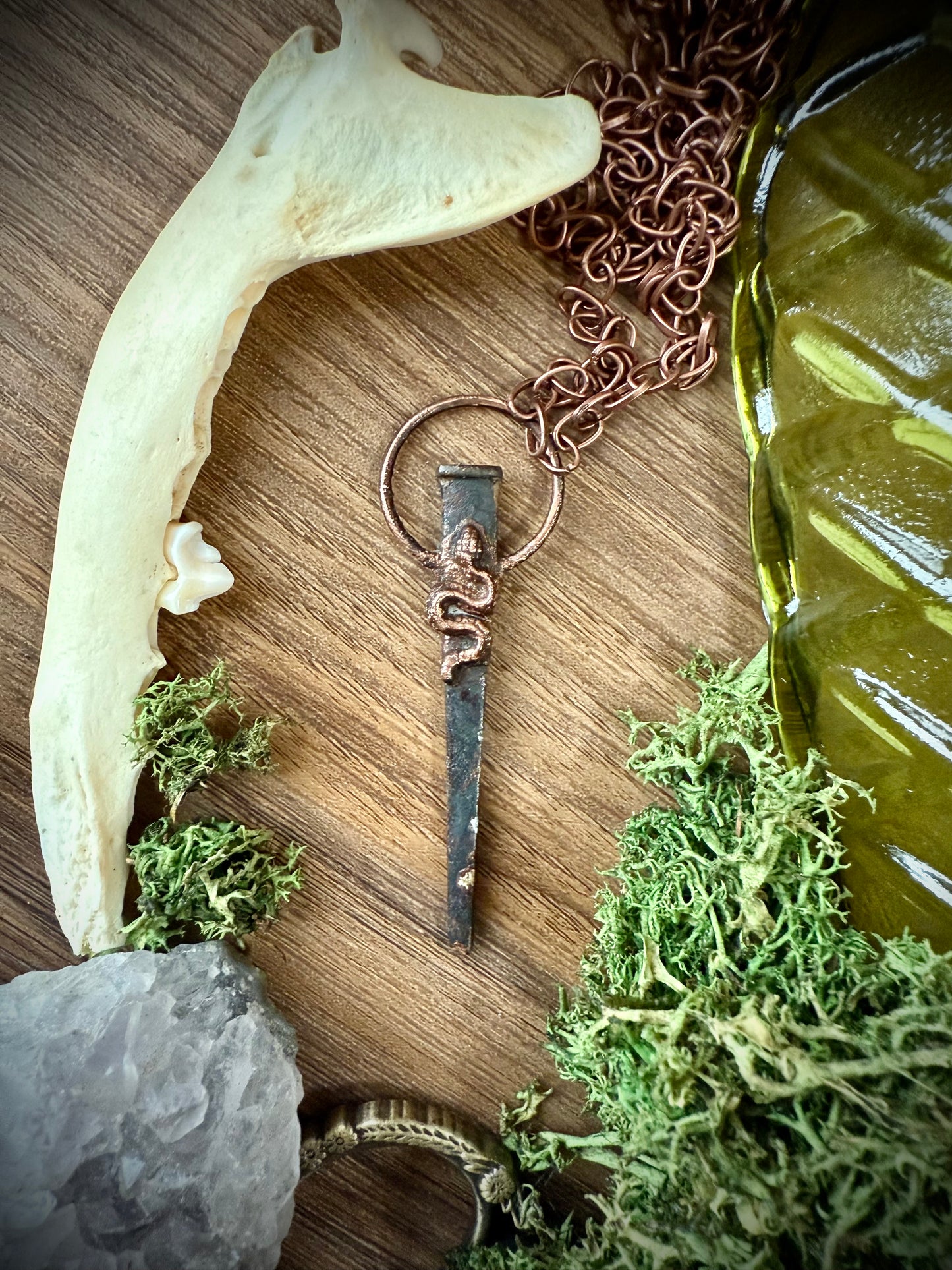 Coffin Nail Amulet with Snake