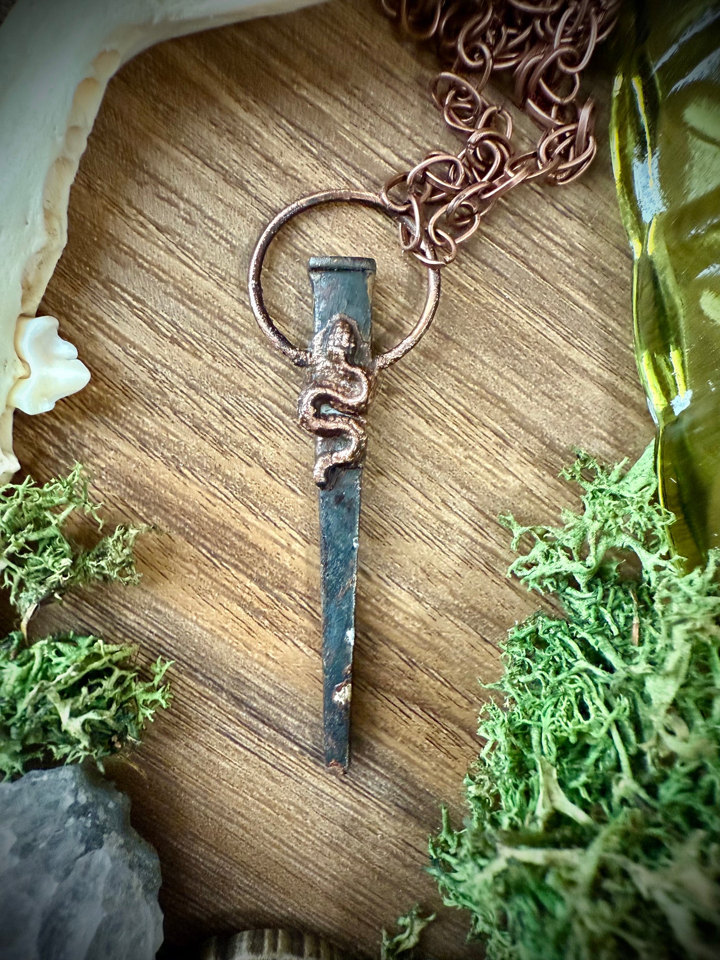 Coffin Nail Amulet with Snake