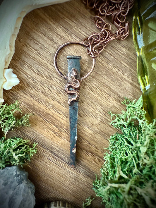Coffin Nail Amulet with Snake