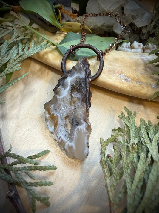 Electroformed Copper Geode Agate Necklace