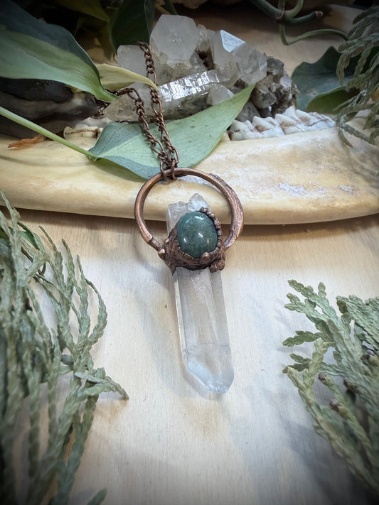 Electroformed Copper Quartz/Indian Agate Necklace