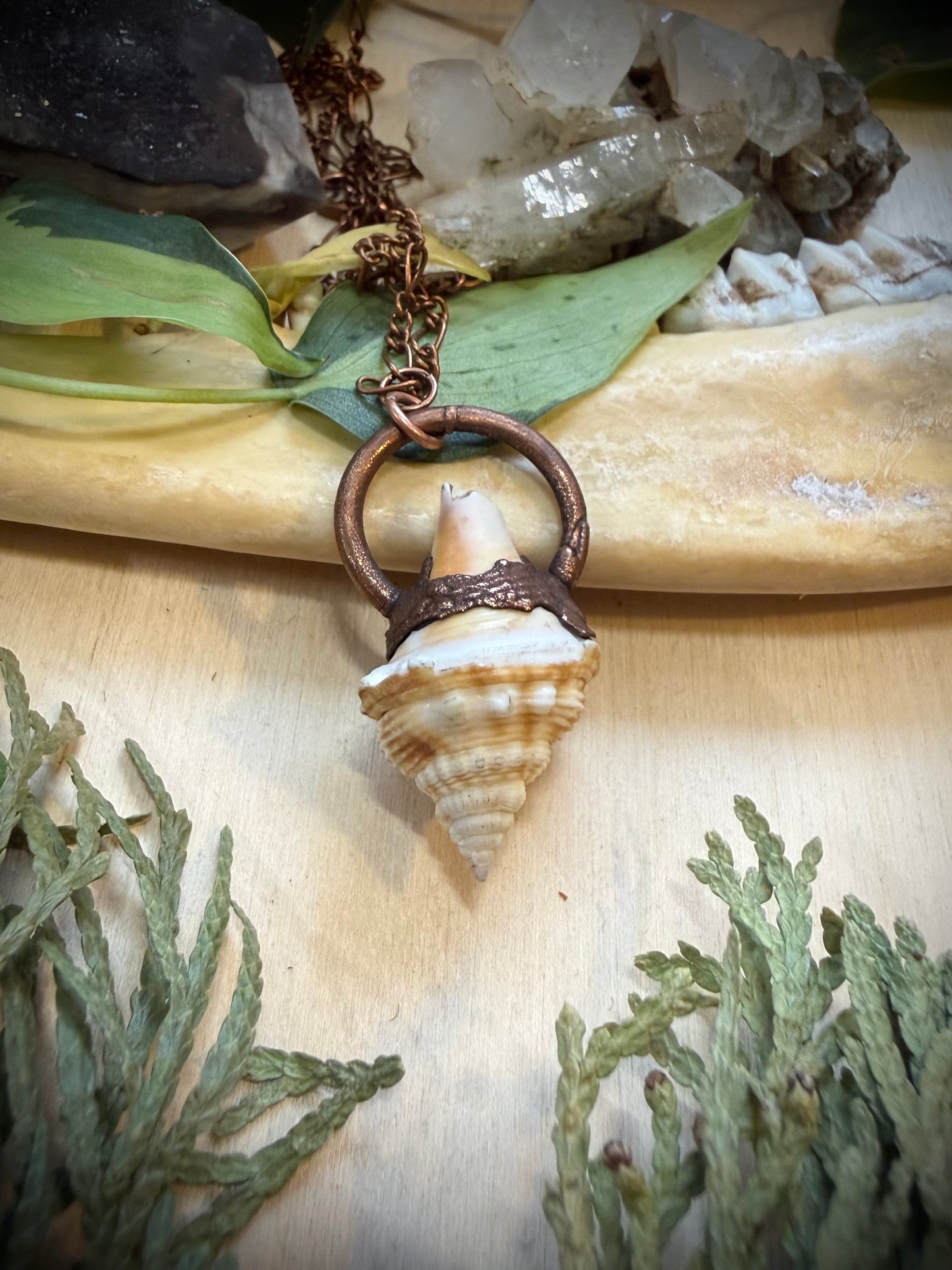 Electroformed Copper Rock Shell Necklace