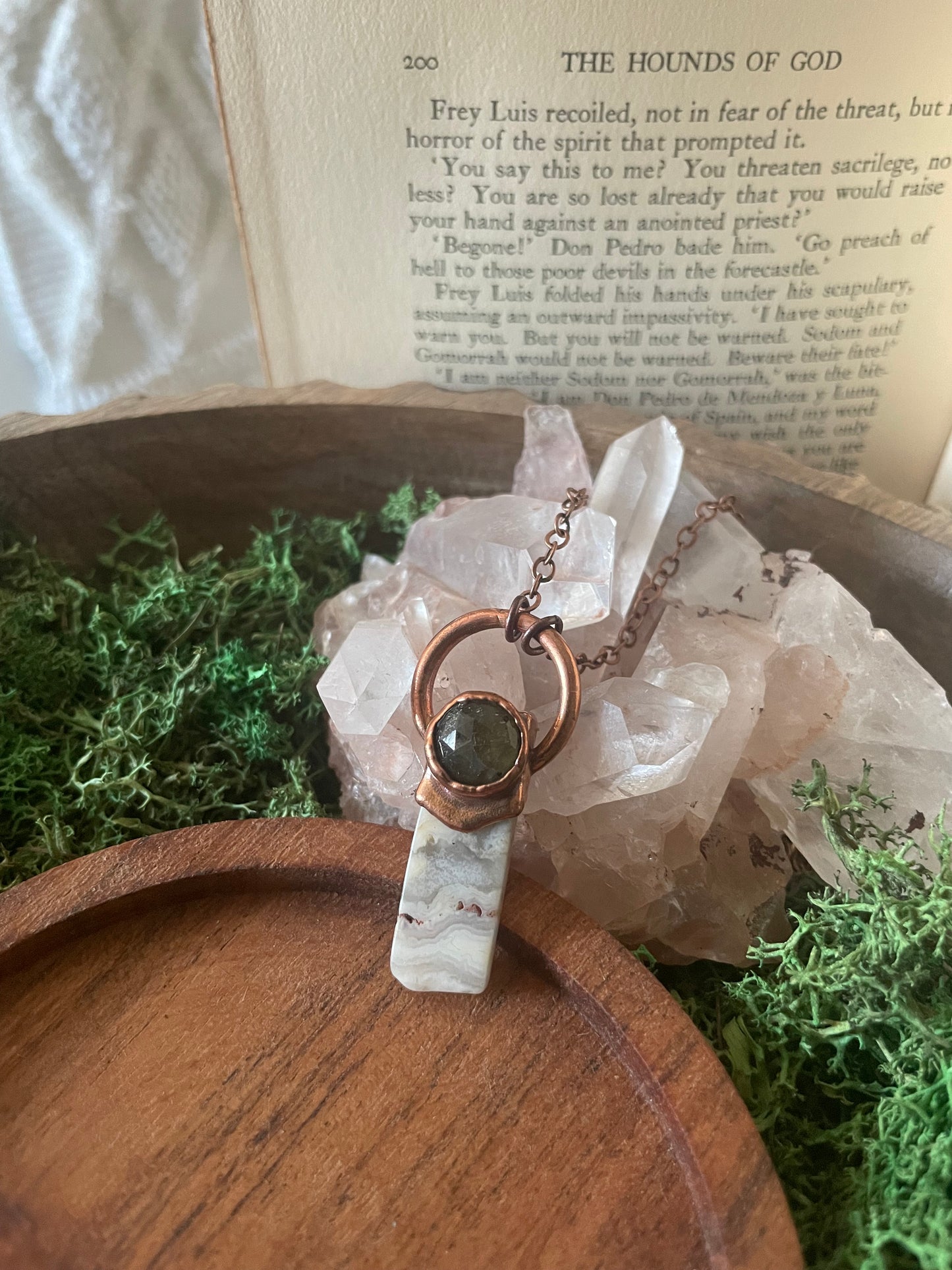 Electroformed Copper Labradorite and Agate Stone Necklace