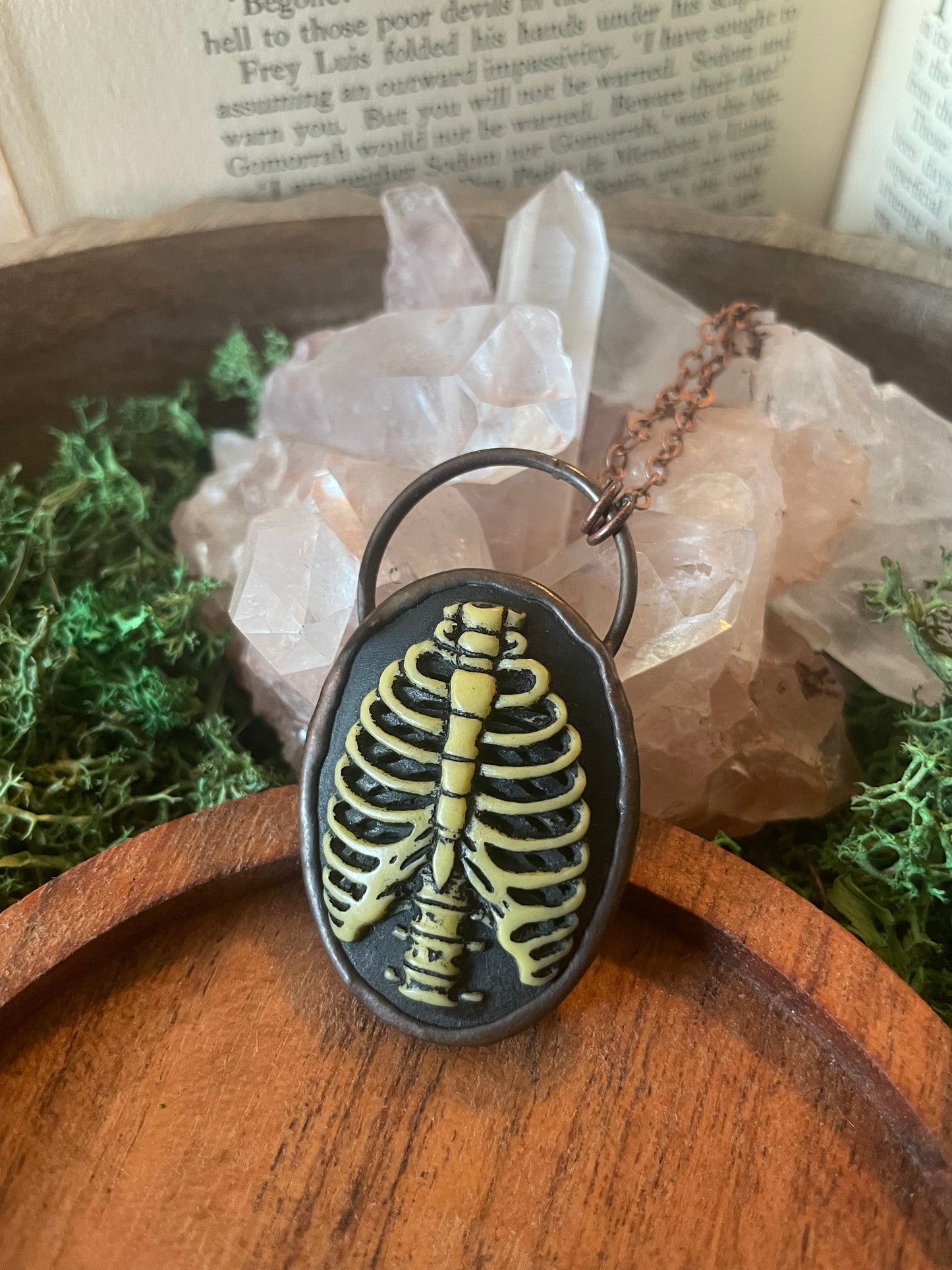 Electroformed Copper Rib Cage Resin Necklace