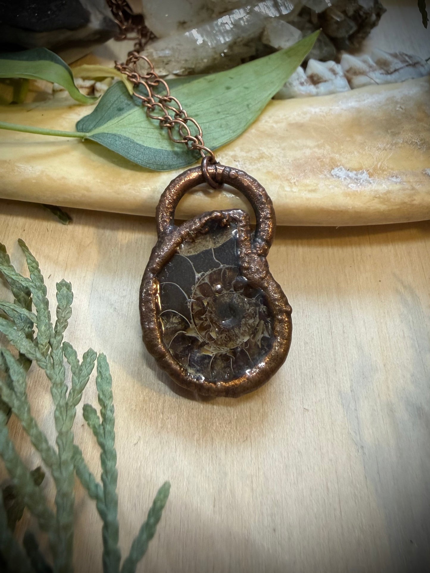 Electroformed Copper Ammonite Necklace