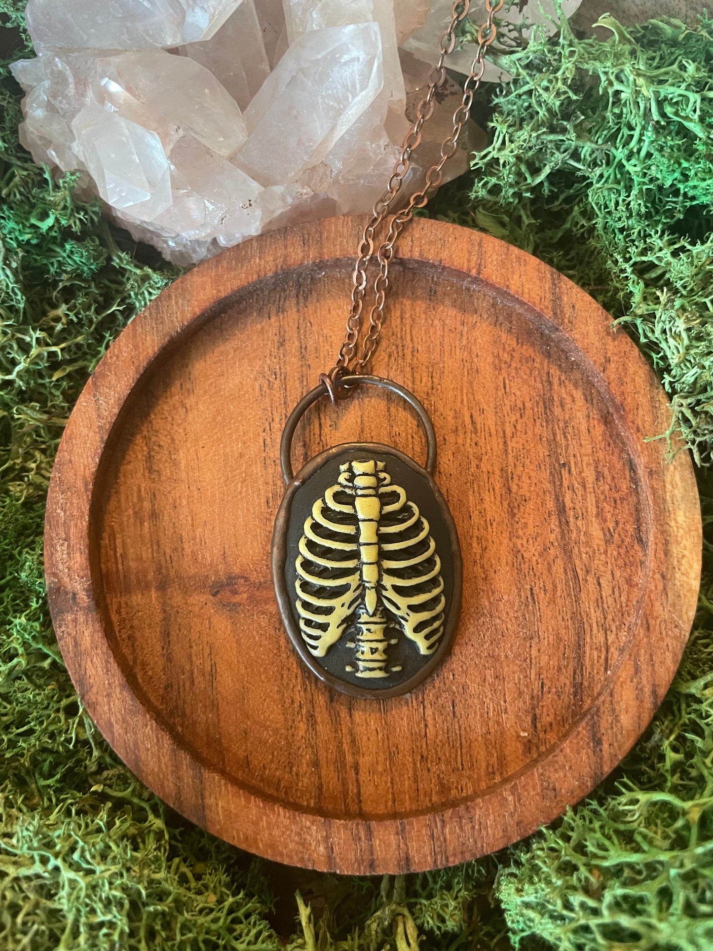 Electroformed Copper Rib Cage Resin Necklace