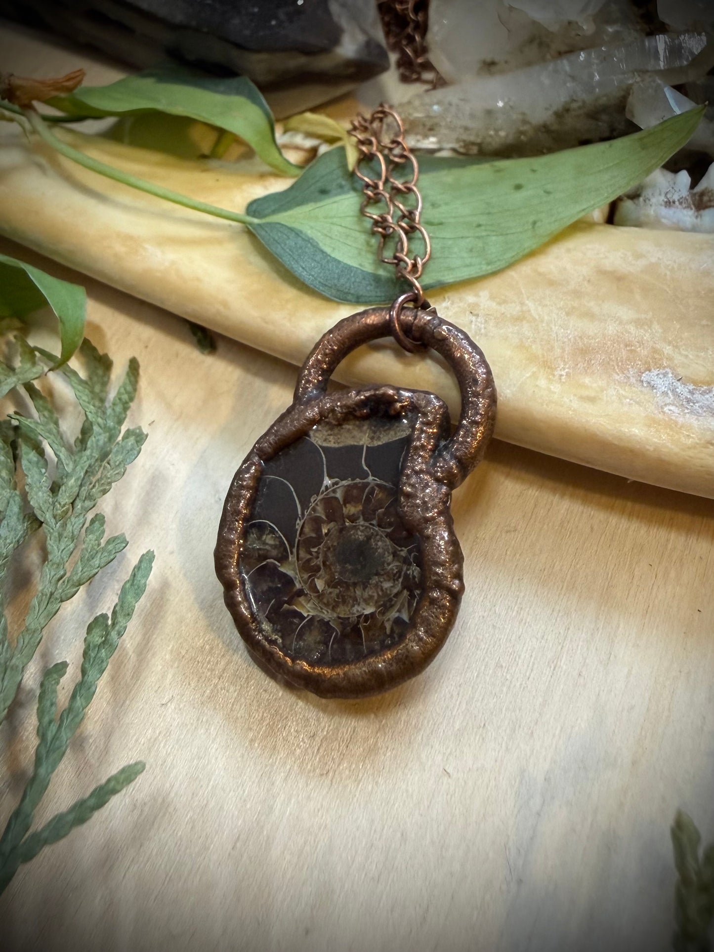 Electroformed Copper Ammonite Necklace
