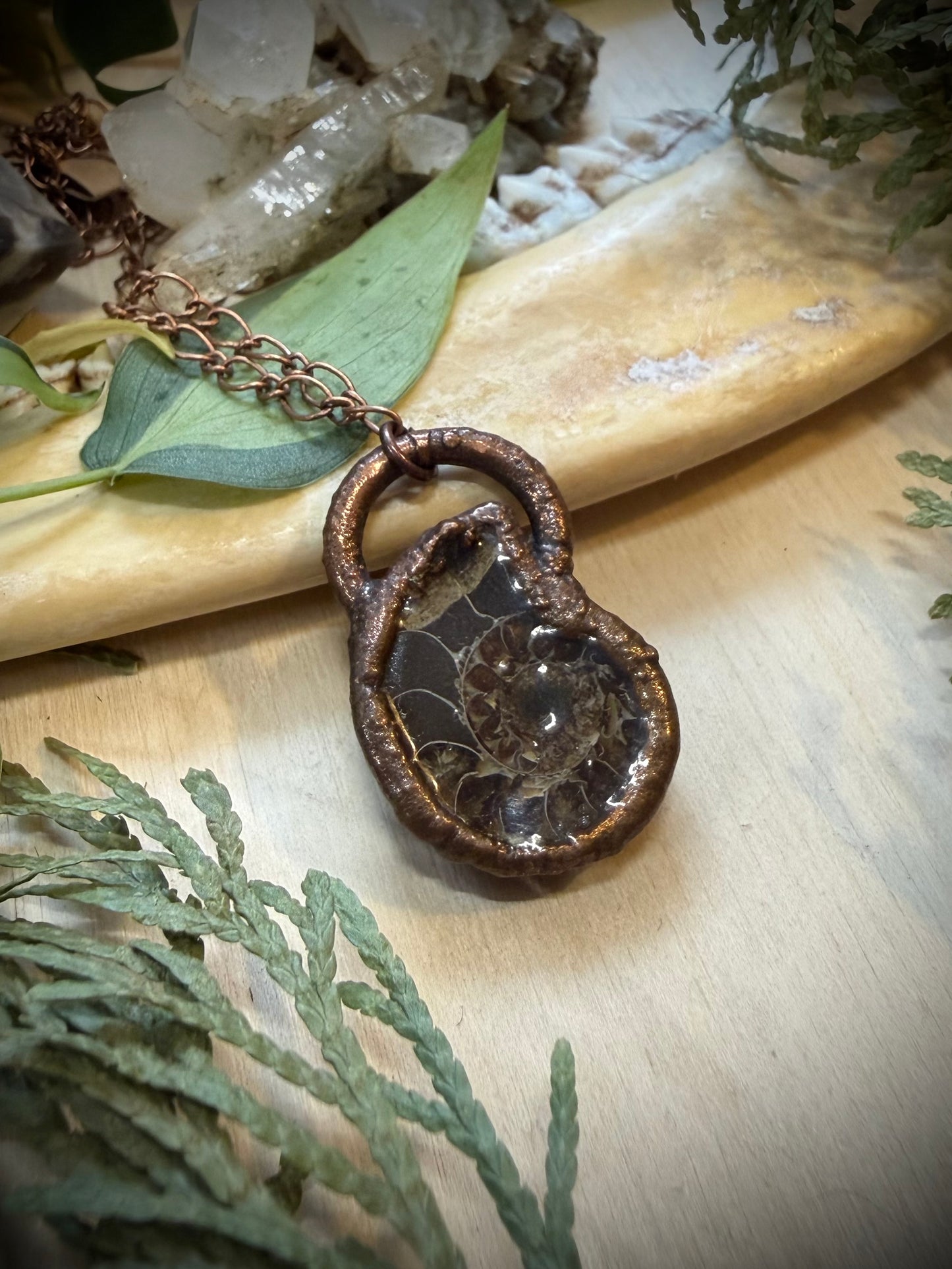 Electroformed Copper Ammonite Necklace