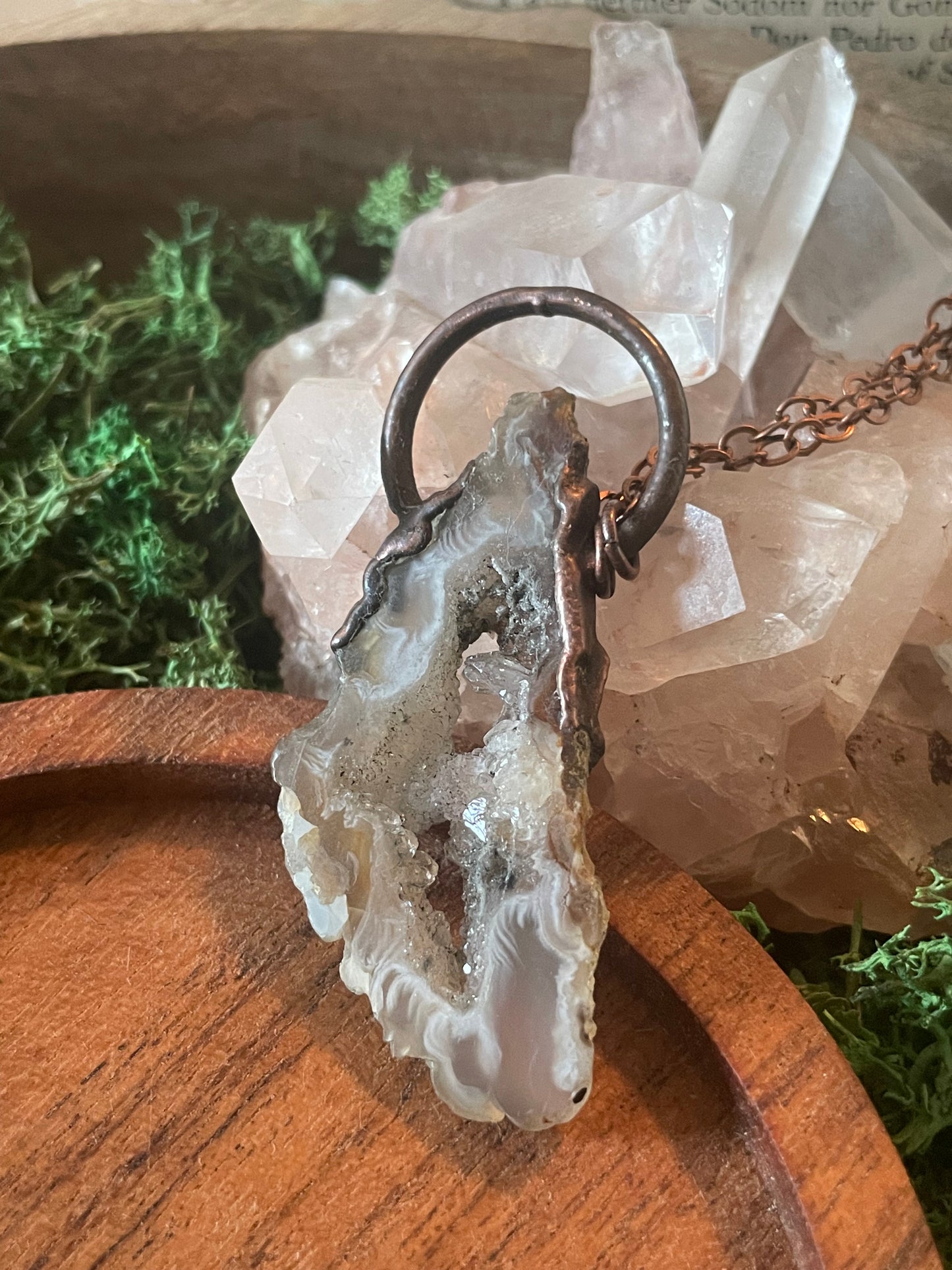 Electroformed Copper Geode Agate Necklace