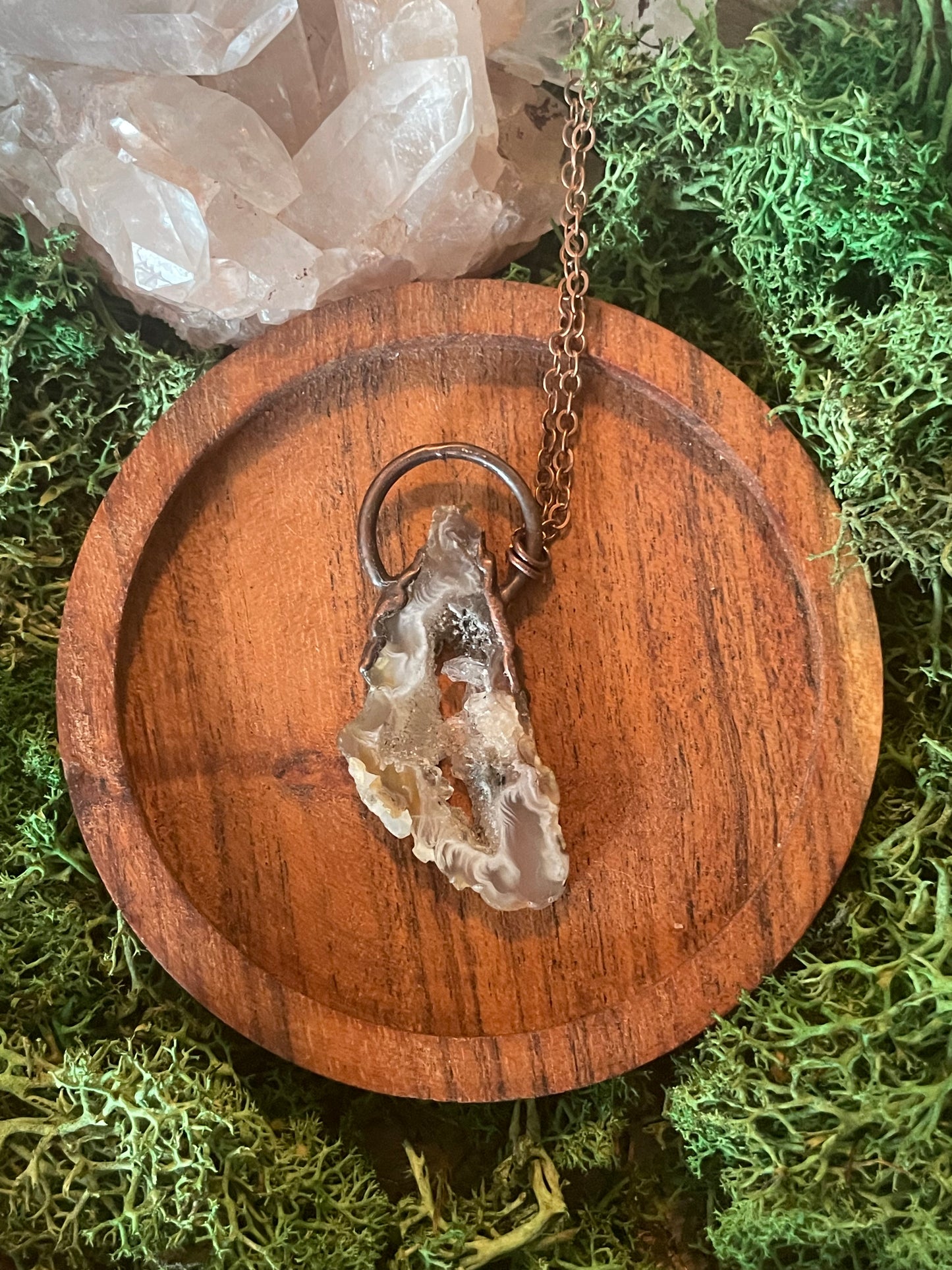 Electroformed Copper Geode Agate Necklace