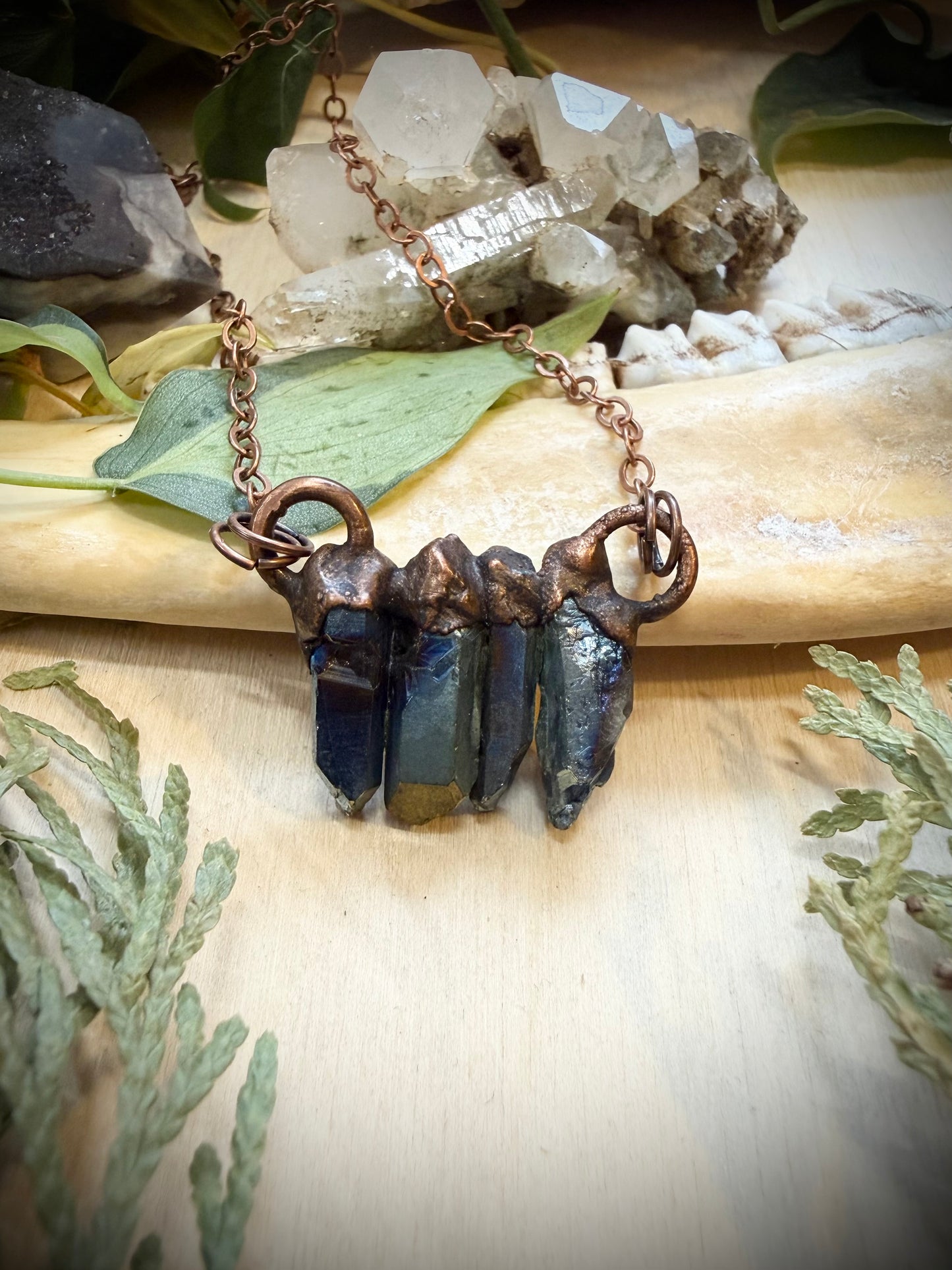 Electroformed Four Quartz Necklace