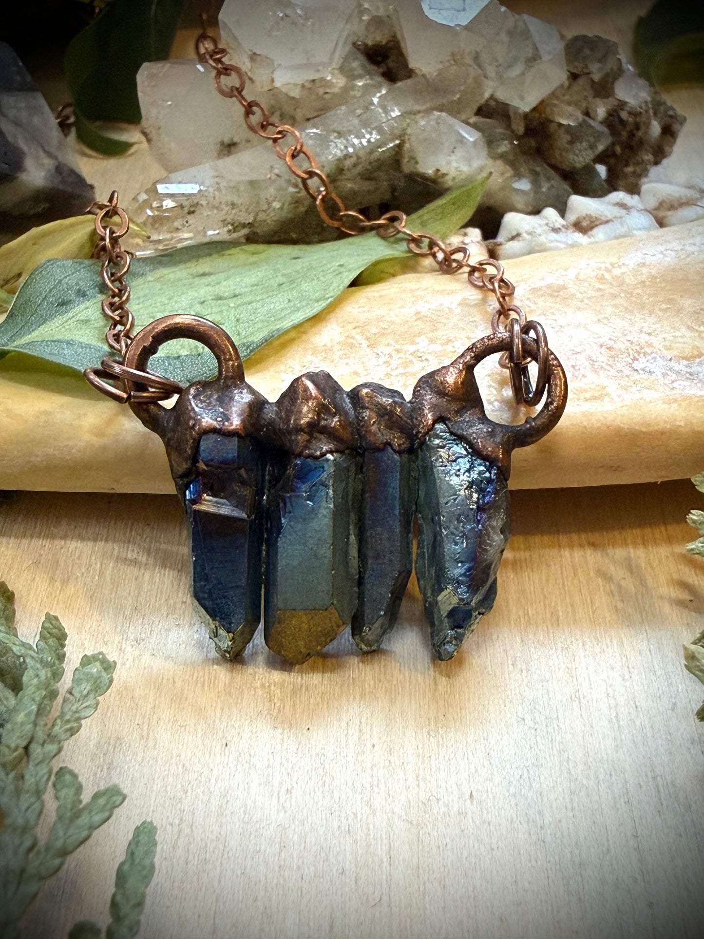 Electroformed Four Quartz Necklace