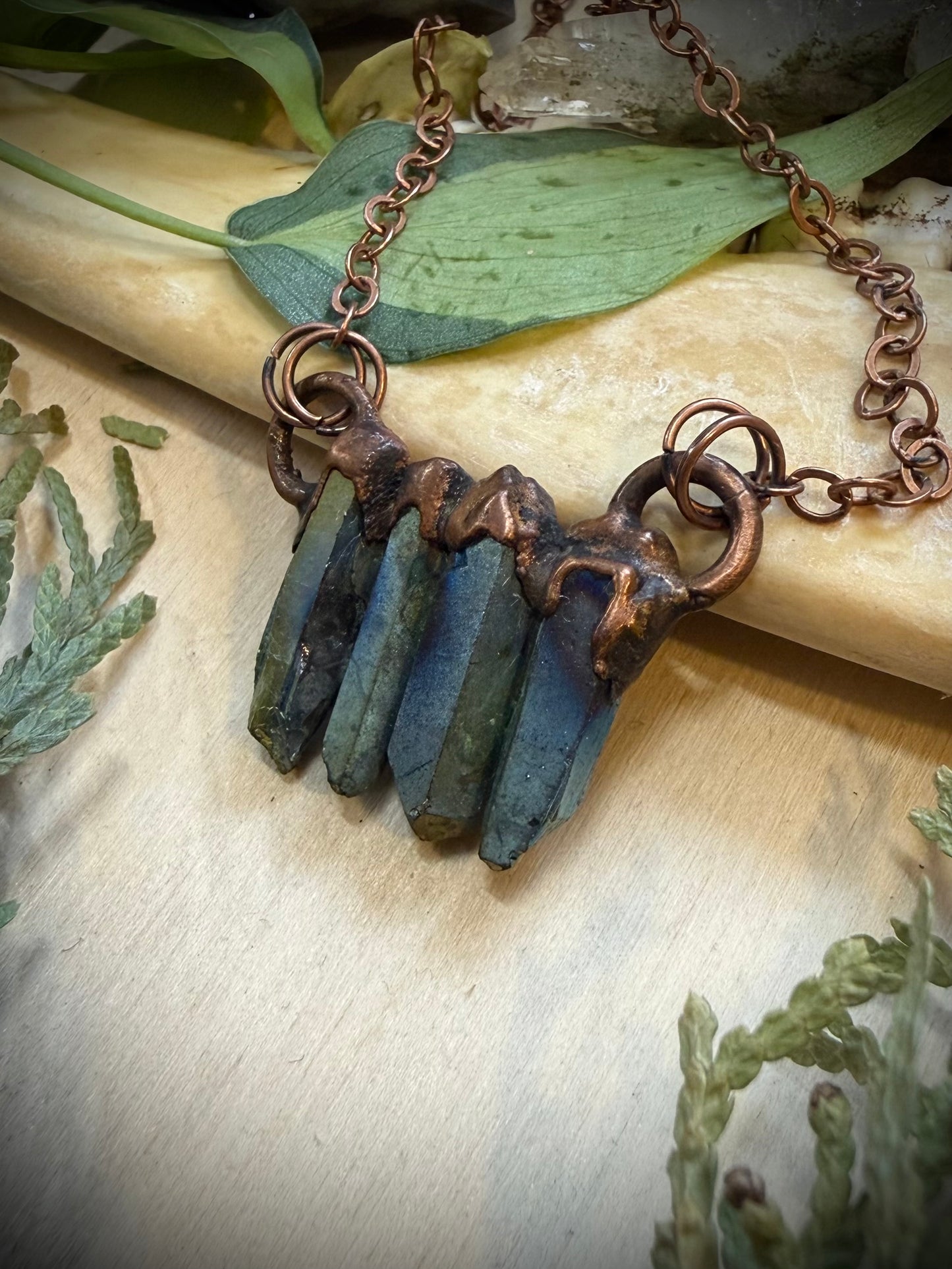 Electroformed Four Quartz Necklace