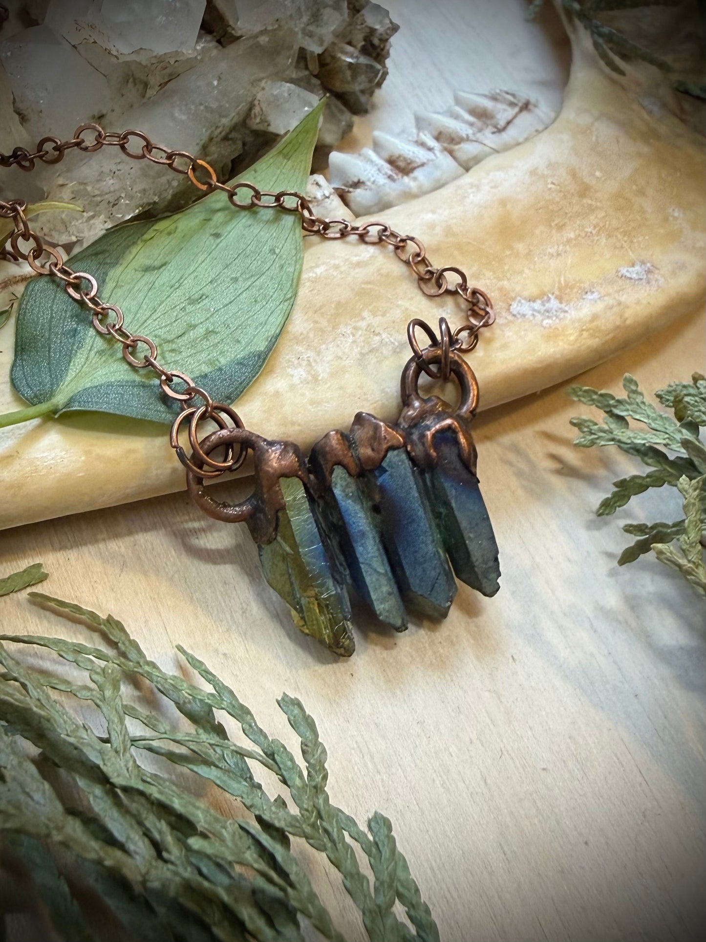 Electroformed Four Quartz Necklace