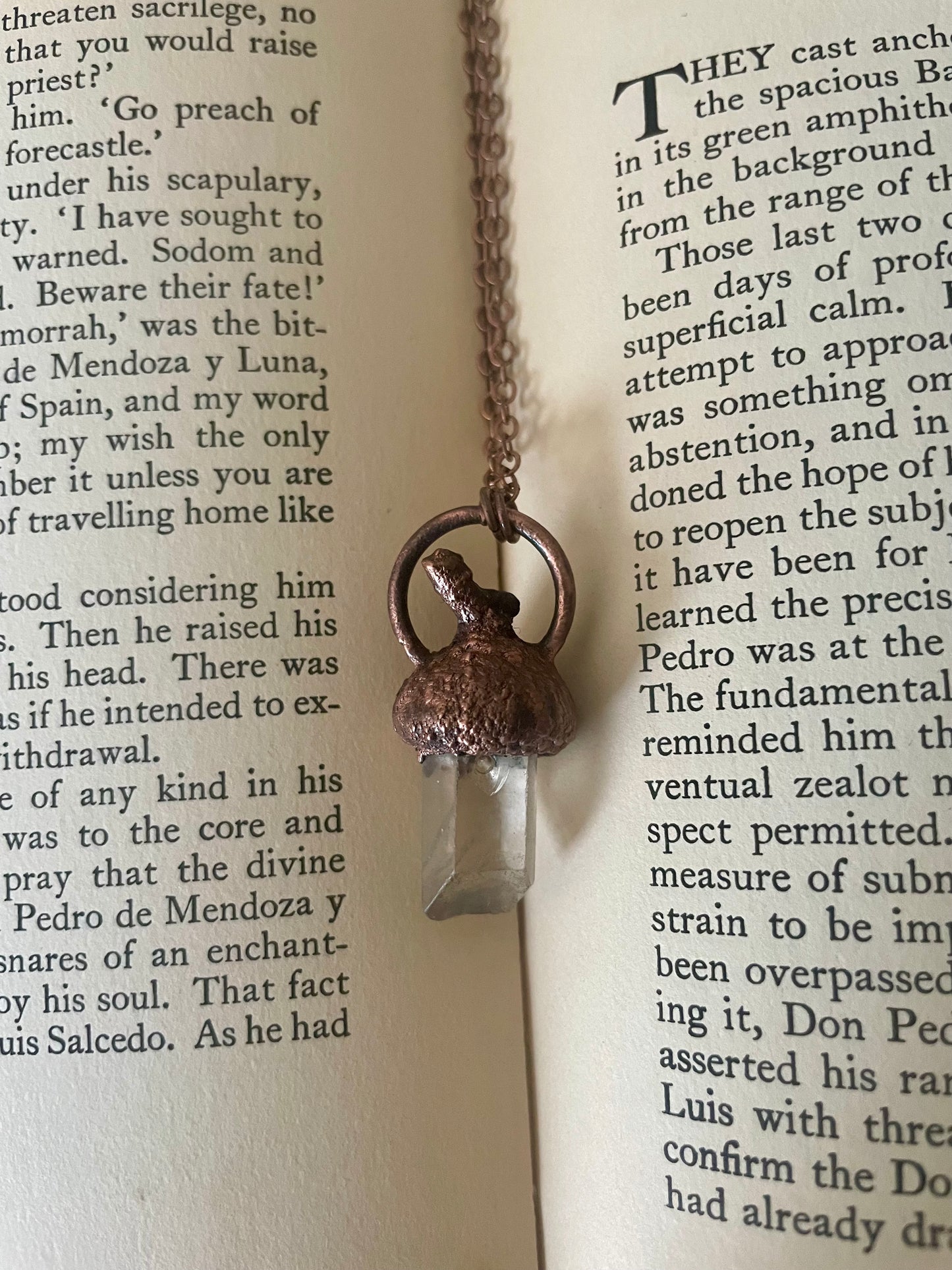 Electroformed Copper Quartz & Acorn Top Necklace