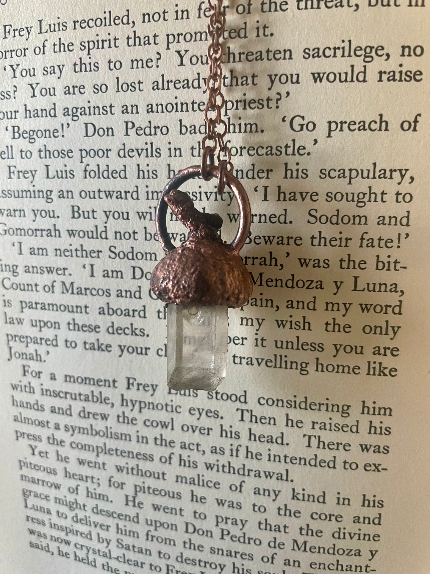 Electroformed Copper Quartz & Acorn Top Necklace