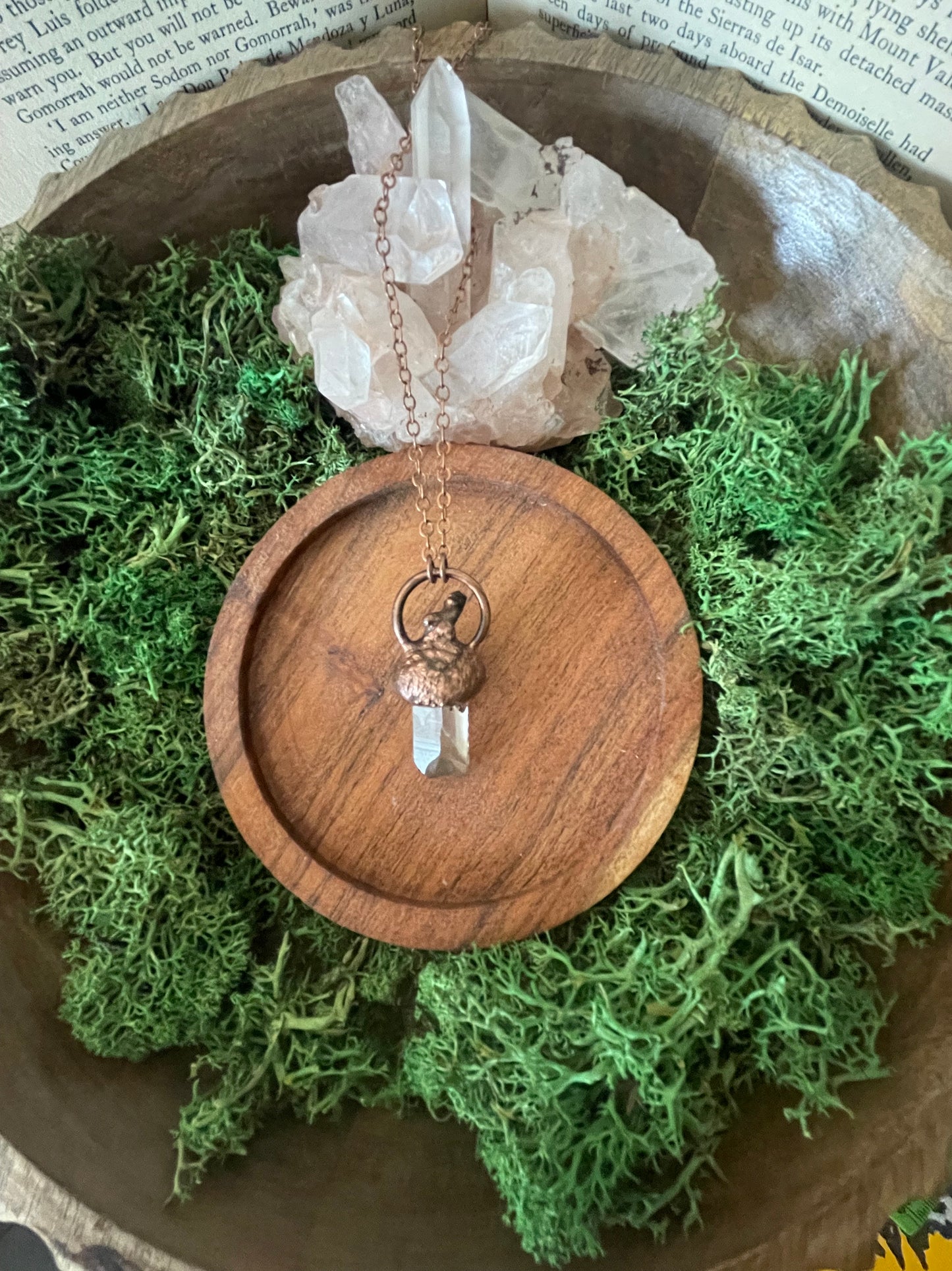 Electroformed Copper Quartz & Acorn Top Necklace