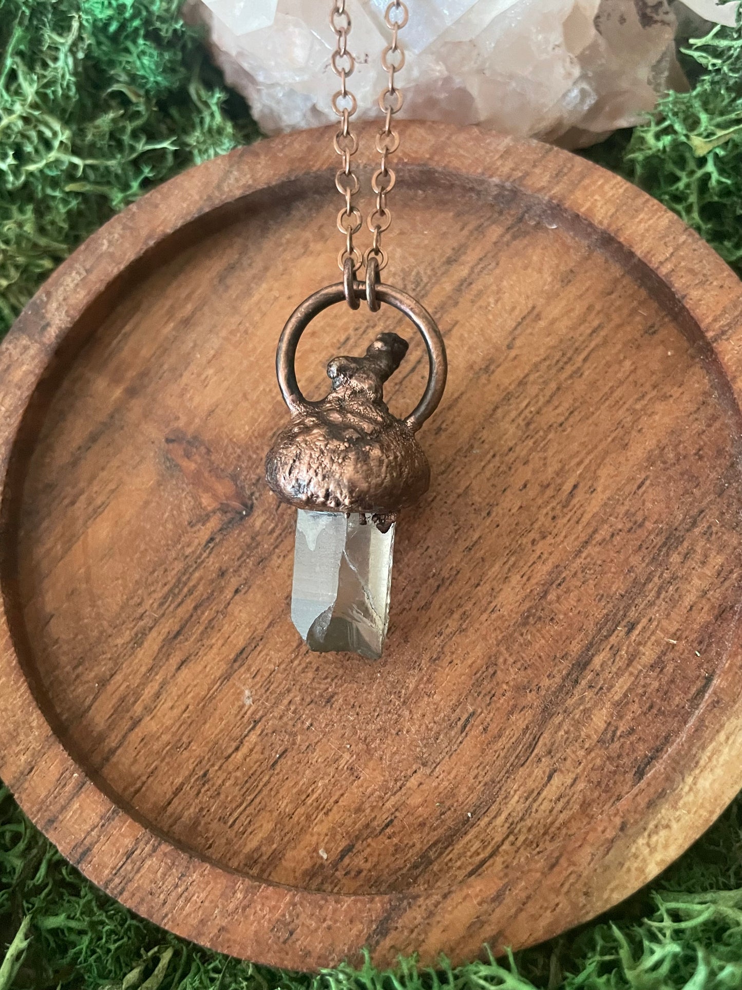 Electroformed Copper Quartz & Acorn Top Necklace
