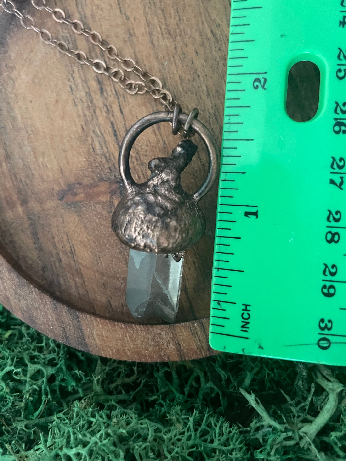 Electroformed Copper Quartz & Acorn Top Necklace