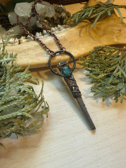 Coffin Nail Amulet with Amazonite