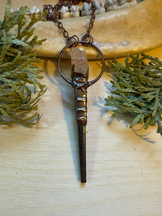 Coffin Nail Amulet with Sunstone