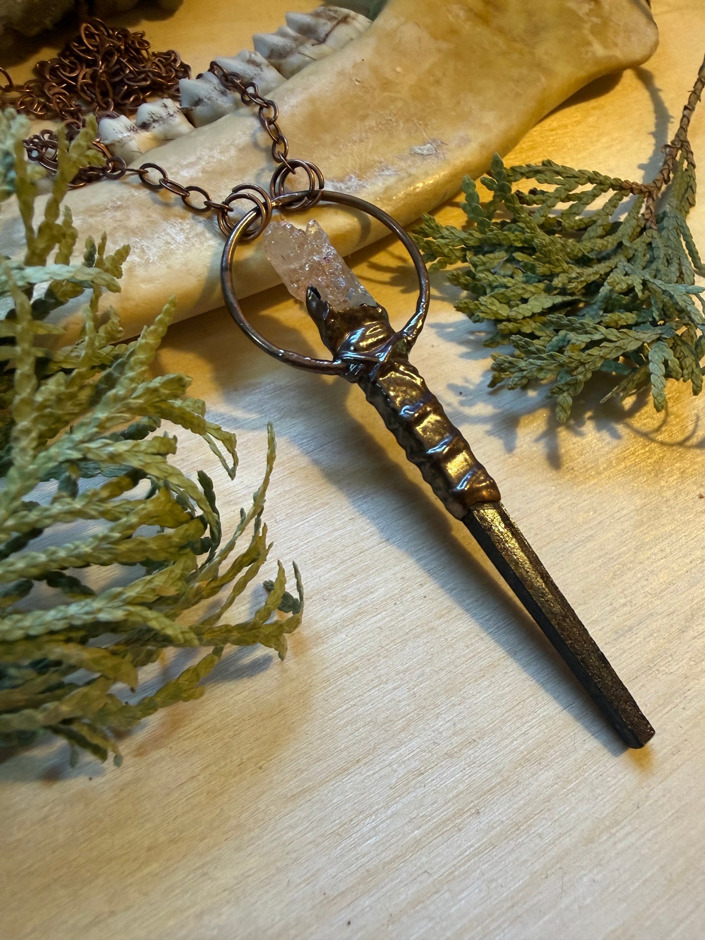 Coffin Nail Amulet with Sunstone