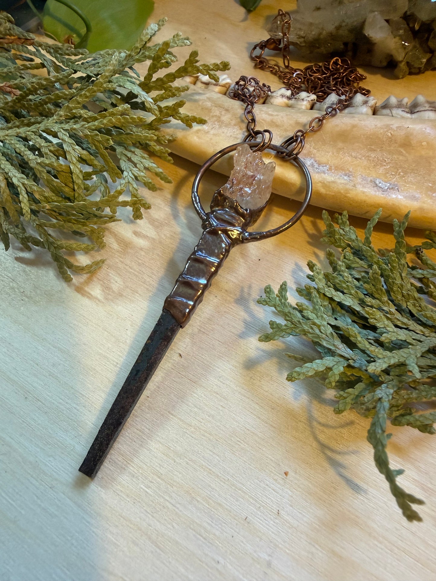 Coffin Nail Amulet with Sunstone